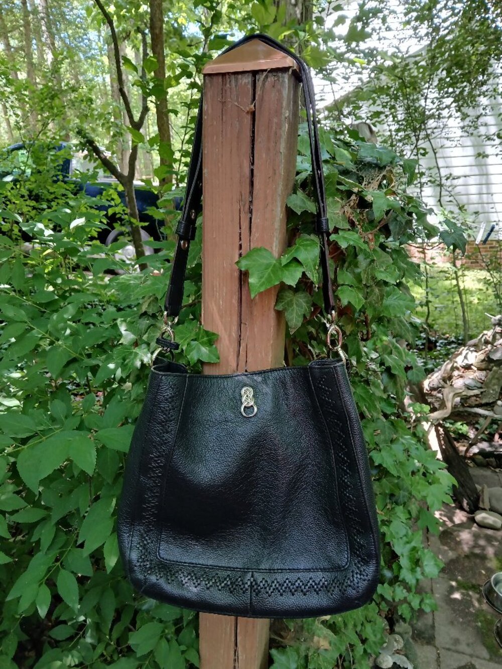 BRIGHTON Georgia Italian Leather Convertible Tote / Black